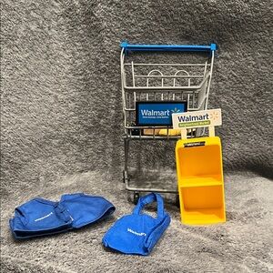 Mini Shopping Cart Playset with Blue and Yellow Accessories